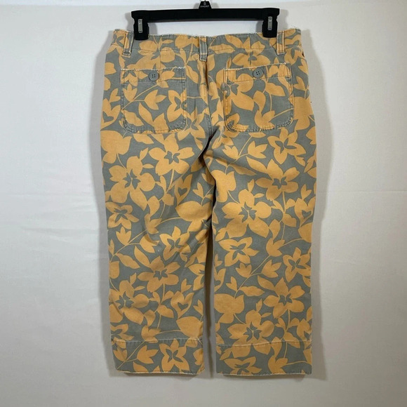 American Eagle vintage cropped floral gray/yellow pants 8 - Picture 2 of 4